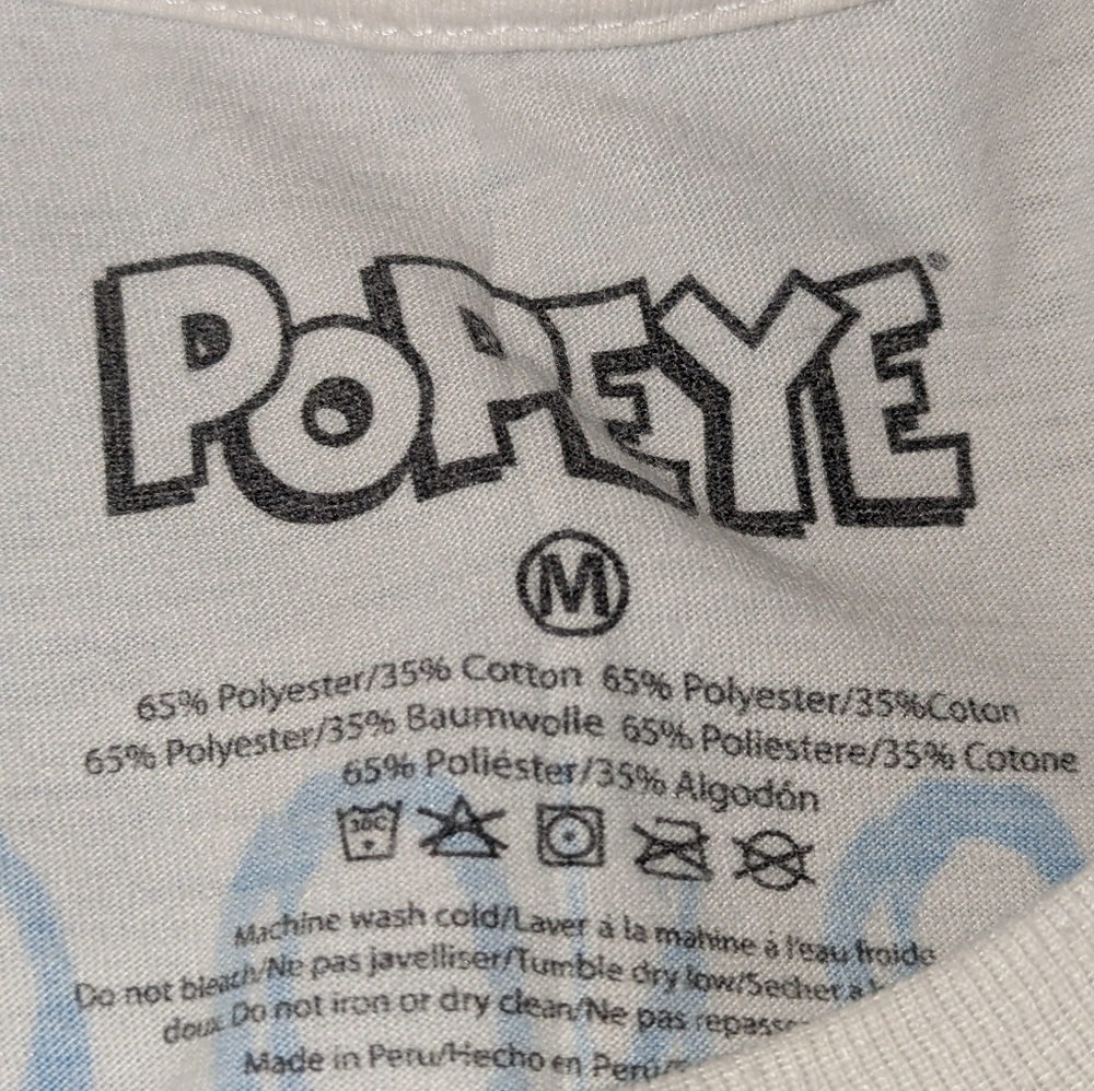 Popeye Graphic Tee Size Medium and Shein Blue Faux Leather Pants Size Small - Picture 4 of 6